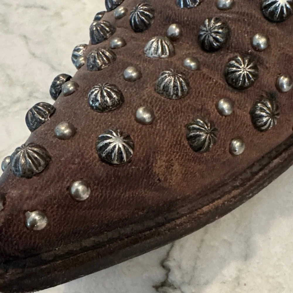 Old Gringo SZ 8.5 Studded Brown Leather Cowboy Boots - Picture 4 of 11